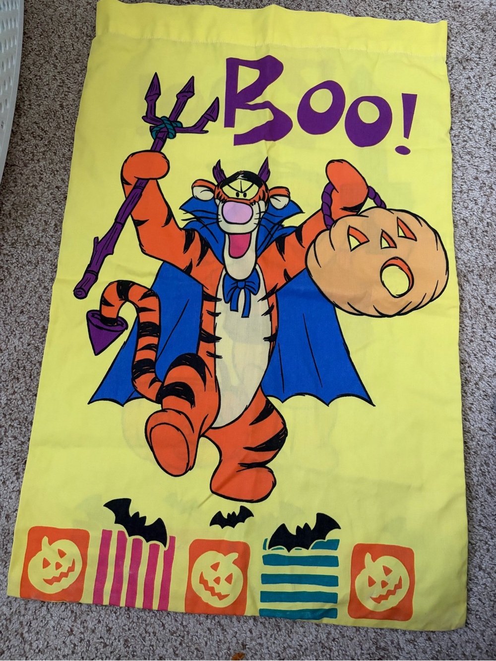 Vintage Pooh and Tigger Boo! Yellow Halloween Pillowcase